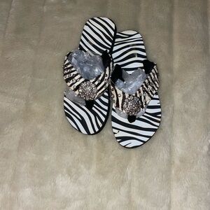 Elegant Zebra Print Sandals with Rhinestone Detail